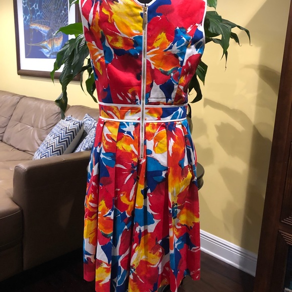 Ellen Tracy bright floral dress w/pockets-Sz 8 - Picture 6 of 12